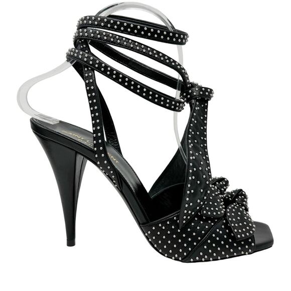 Saint Laurent KiKi 100 Micro Studded High Heel Ankle Wrap Sandals size 38.5 US8 - Picture 11 of 15